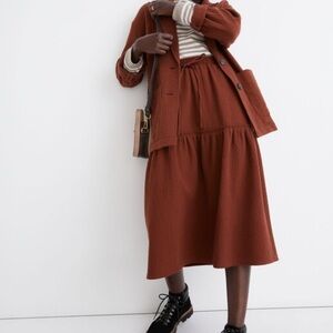 Diamond Jacquard Drawstring Midi Skirt EUC color is called stained mahogany